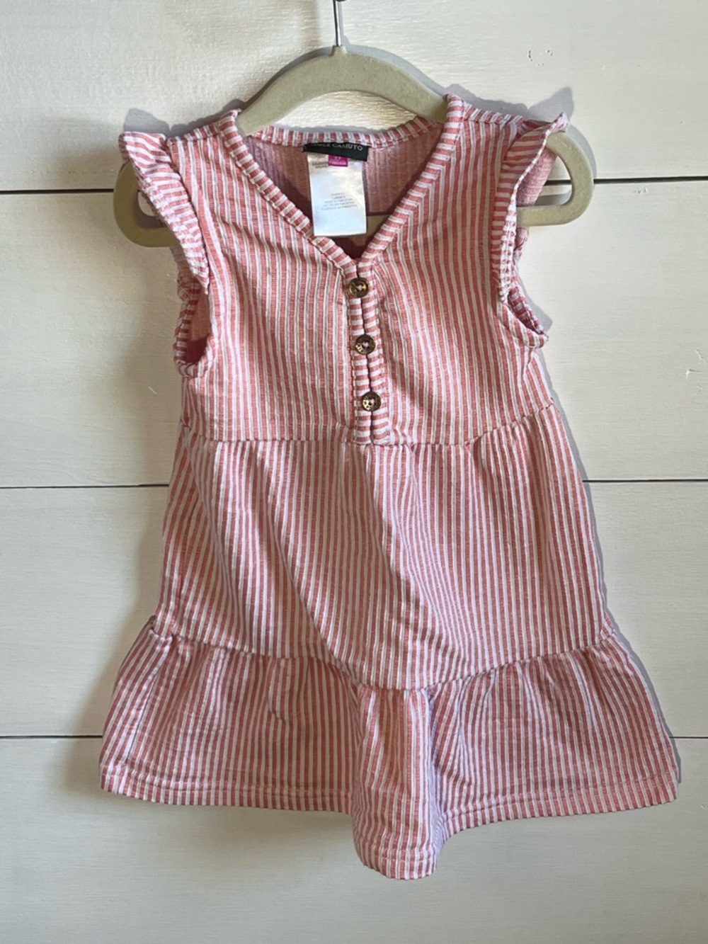 Vince Camuto Red & White Striped Sleeveless Toddler Dress